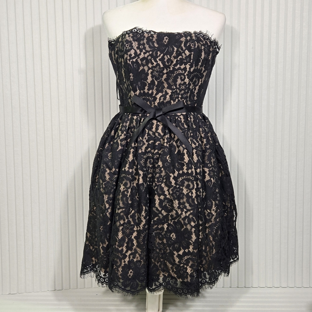 Robert Rodriguez Neiman Marcus Target Black Lace Strapless Cocktail Dress Size 2